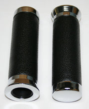 Load image into Gallery viewer, Universal Black Raw Hide Like Grips with Chrome End Caps - 7/8"