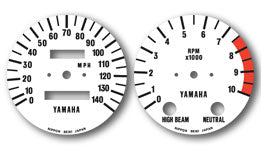 TX650 - 1974- Gauge Face Decals - White (07-4634)