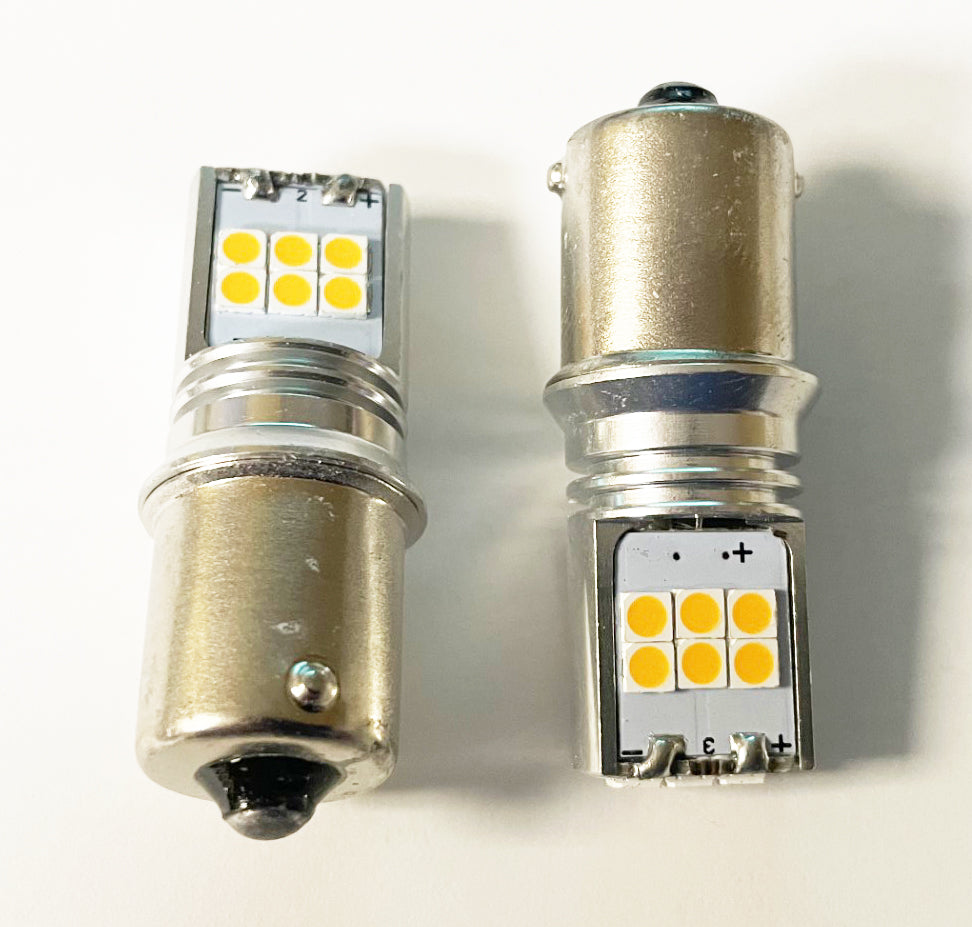 Universal 1156 Amber LED Indicator Bulb Set/2