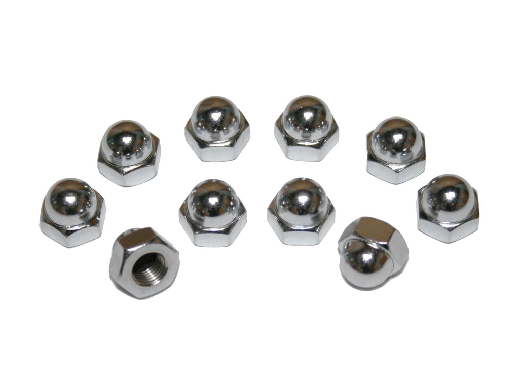 10mm. Chrome Crown Nuts - Pack/10 (49-0755) - XS650 Direct